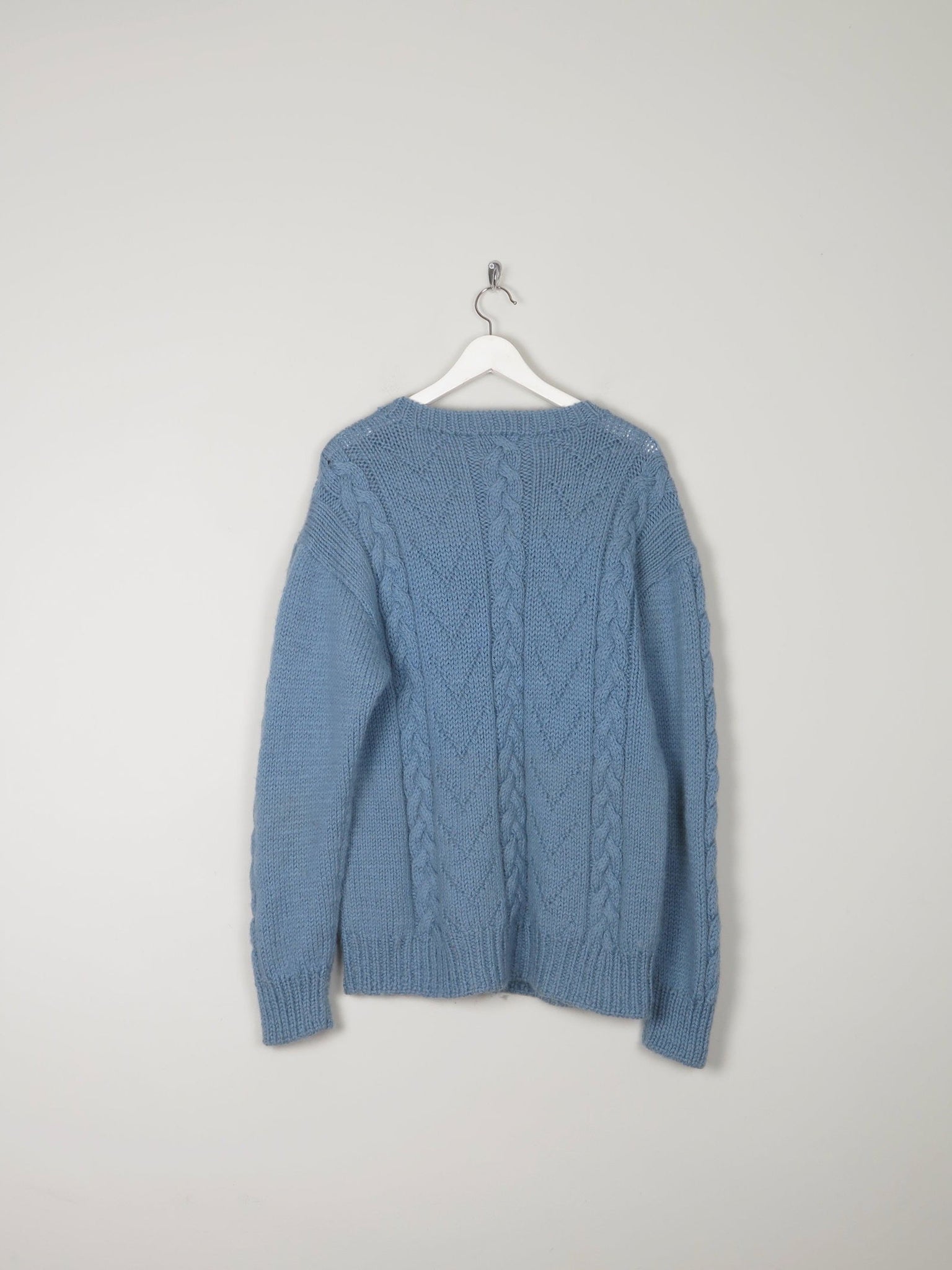 Blue Vintage Hand-knit Unisex Jumper L - The Harlequin