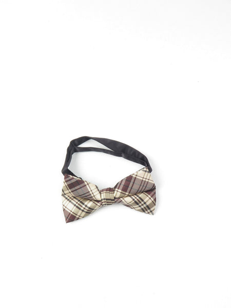 Brown Vintage Style Check Dickie Bow - Main Image