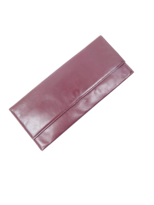 Burgundy Leather 1950s Large Clutch Vintage Bag - The Harlequin