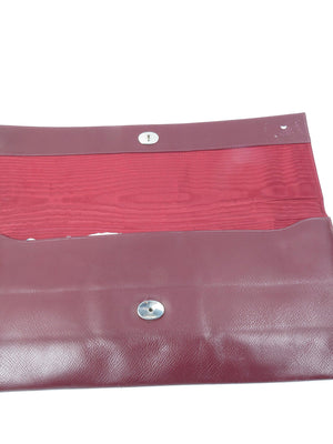 Burgundy Leather 1950s Large Clutch Vintage Bag - The Harlequin