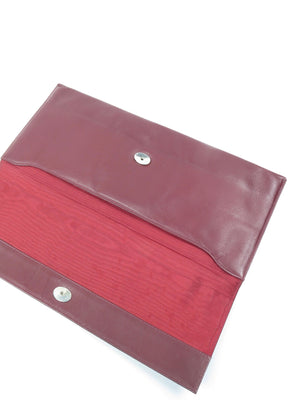 Burgundy Leather 1950s Large Clutch Vintage Bag - The Harlequin