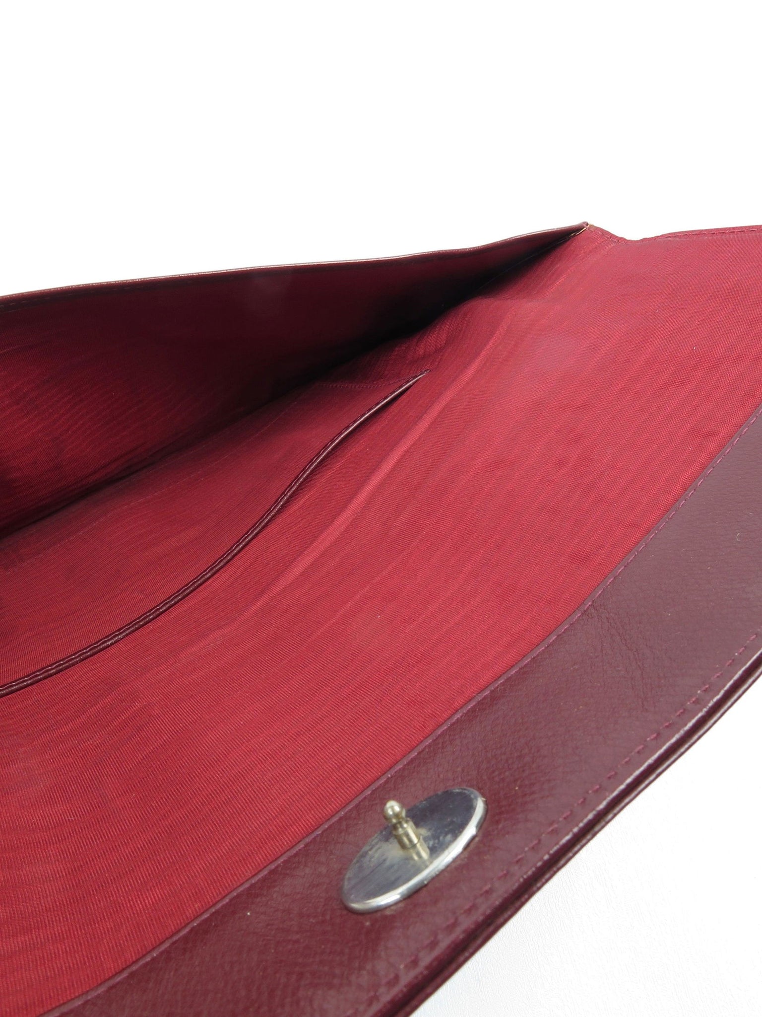 Burgundy Leather 1950s Large Clutch Vintage Bag - The Harlequin