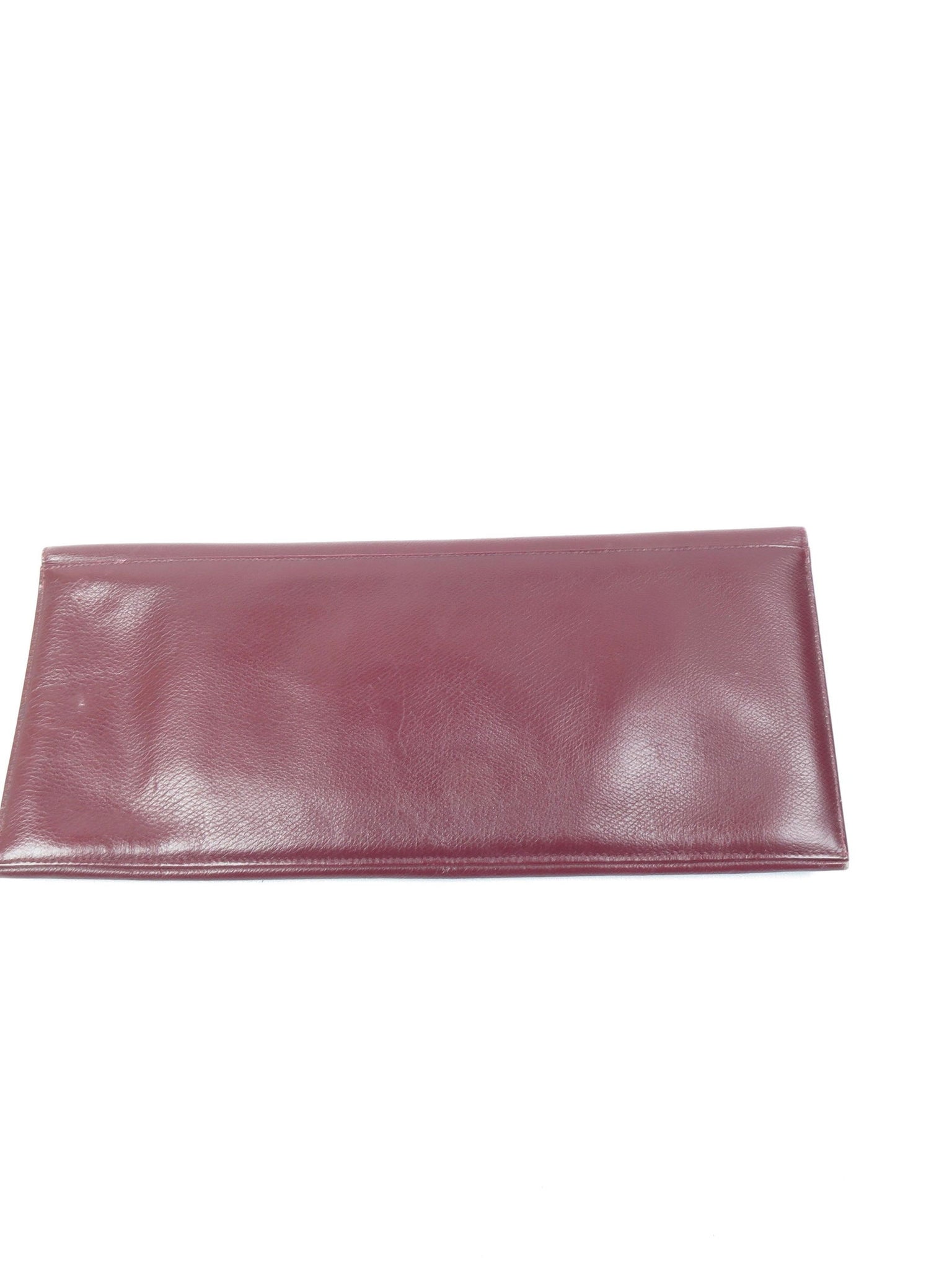 Burgundy Leather 1950s Large Clutch Vintage Bag - The Harlequin