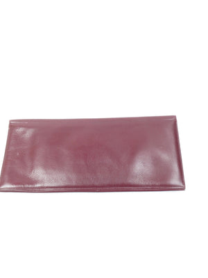 Burgundy Leather 1950s Large Clutch Vintage Bag - The Harlequin