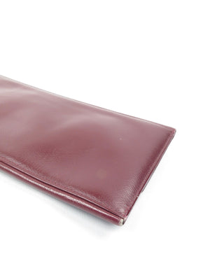 Burgundy Leather 1950s Large Clutch Vintage Bag - The Harlequin