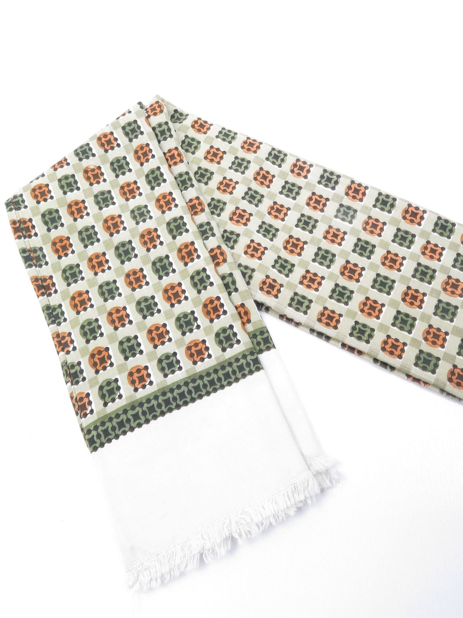 Classic Vintage Green Printed Cravat Style Scarf - The Harlequin