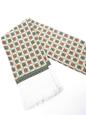 Classic Vintage Green Printed Cravat Style Scarf - The Harlequin