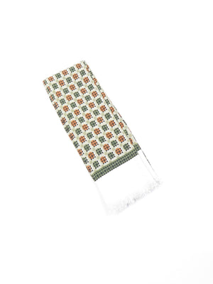 Classic Vintage Green Printed Cravat Style Scarf - The Harlequin