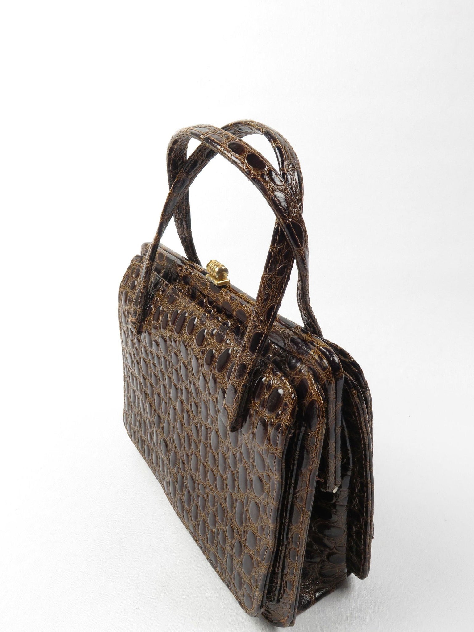 Classic Vintage Mock Crock Bag 1950s - The Harlequin