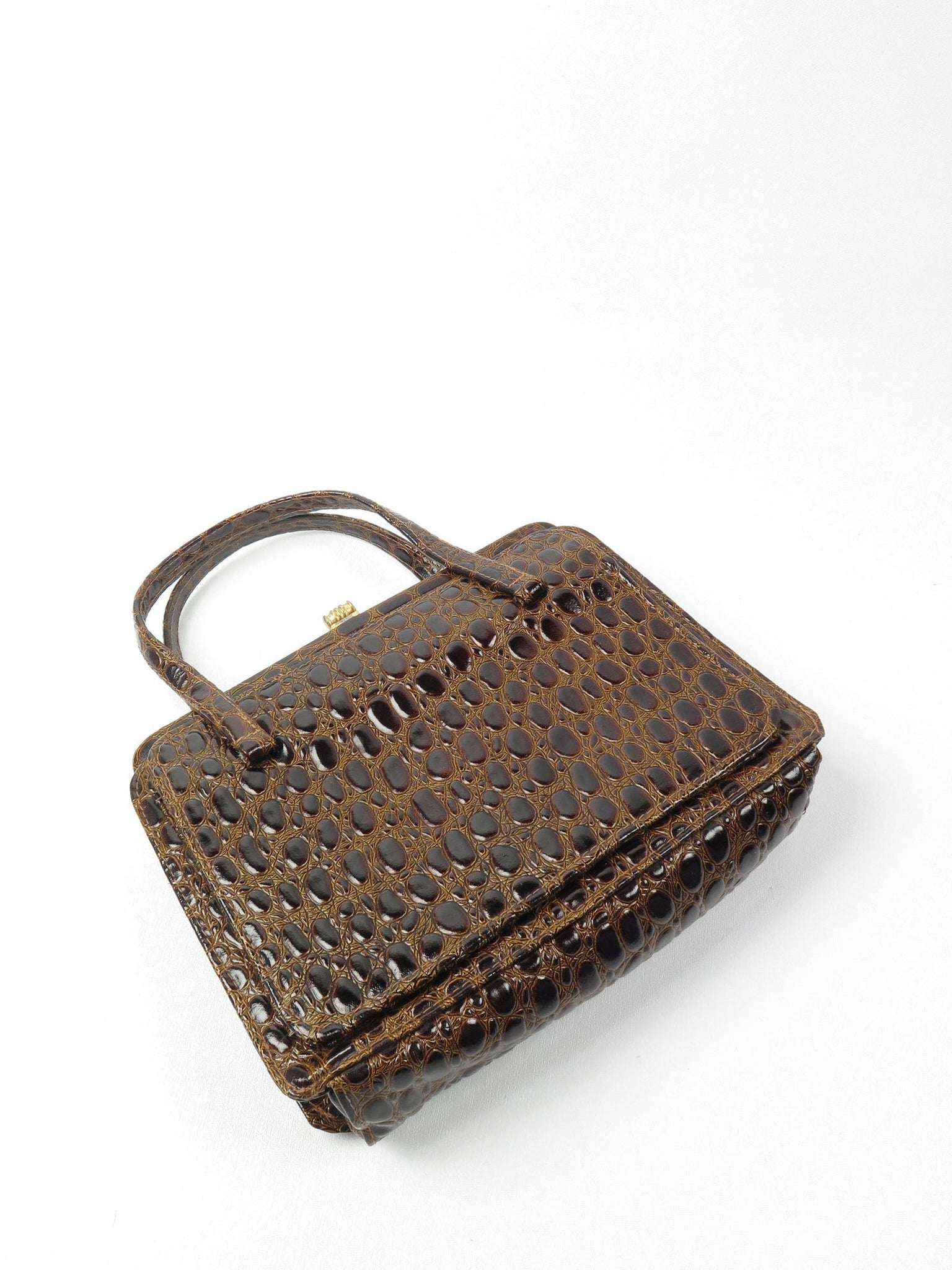Classic Vintage Mock Crock Bag 1950s - The Harlequin