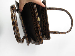 Classic Vintage Mock Crock Bag 1950s - The Harlequin