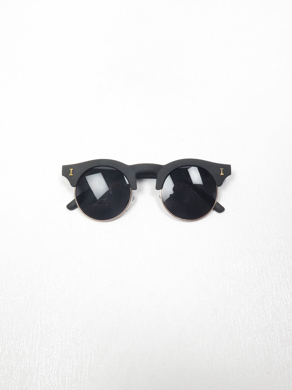 Clubmaster Style Sunglasses With Round Lenses Black/Brown - The Harlequin