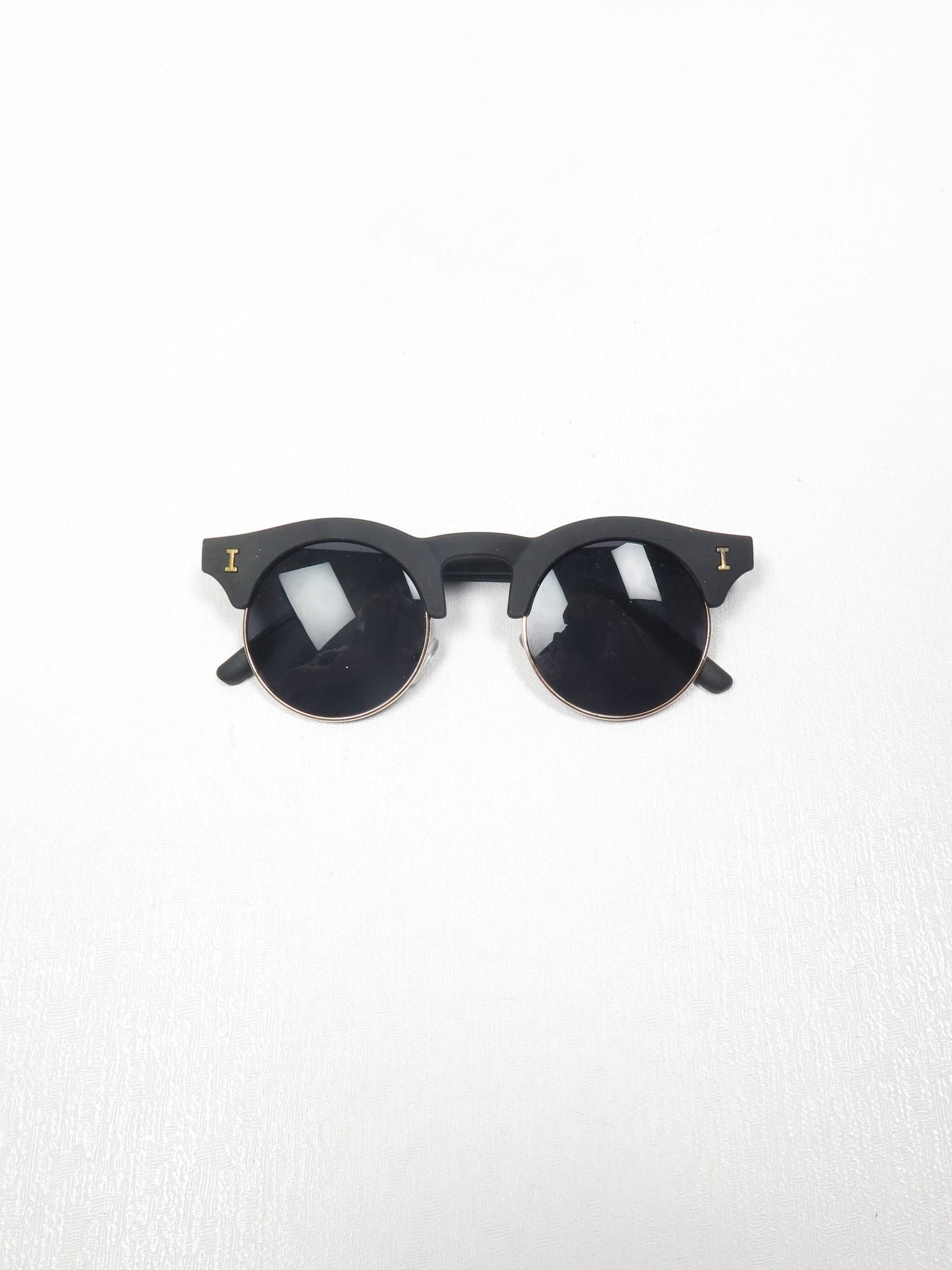 Clubmaster Style Sunglasses With Round Lenses Black/Brown - The Harlequin