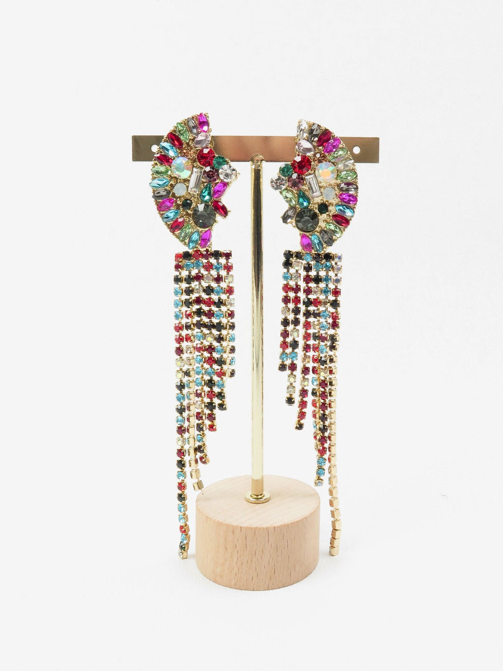 Colourful Long Statement Earrings New - The Harlequin