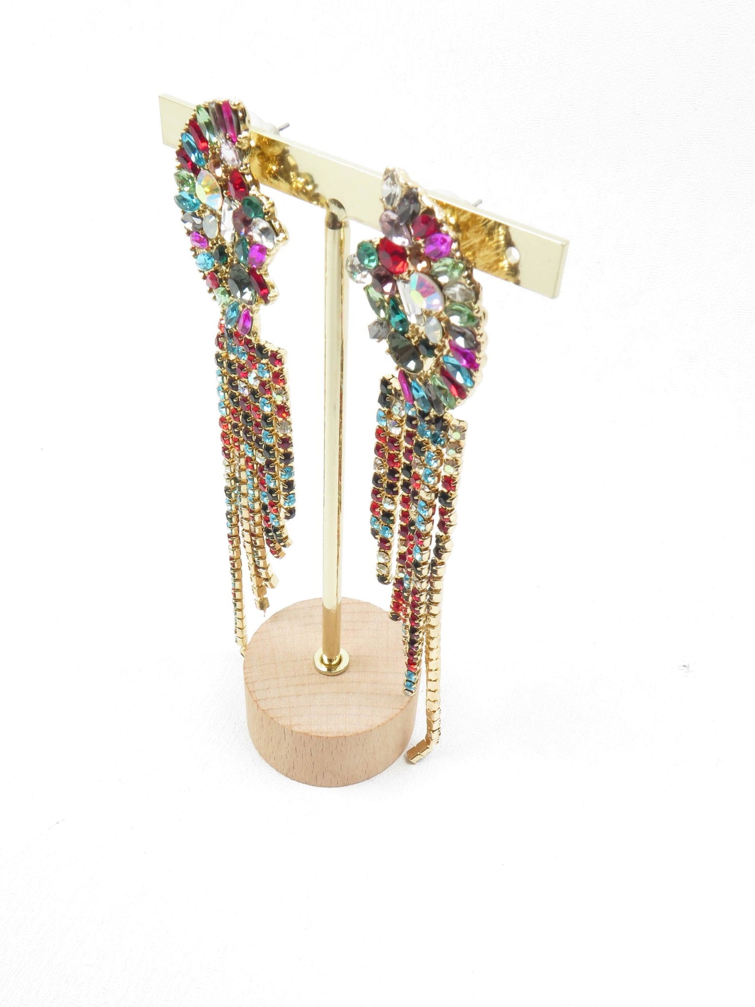 Colourful Long Statement Earrings New - The Harlequin