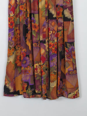 Colourful Vintage Midi Skirt With Elastic Waist S/M - The Harlequin