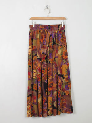 Colourful Vintage Midi Skirt With Elastic Waist S/M - The Harlequin