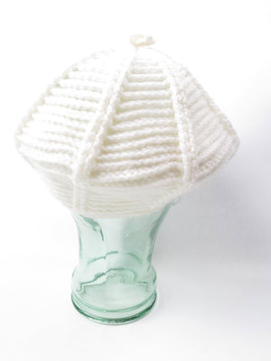 Cream Beret Vintage Knitted Crochet S/M - The Harlequin