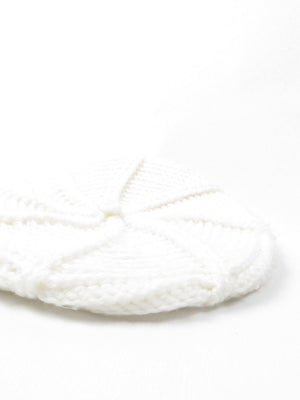 Cream Beret Vintage Knitted Crochet S/M - The Harlequin