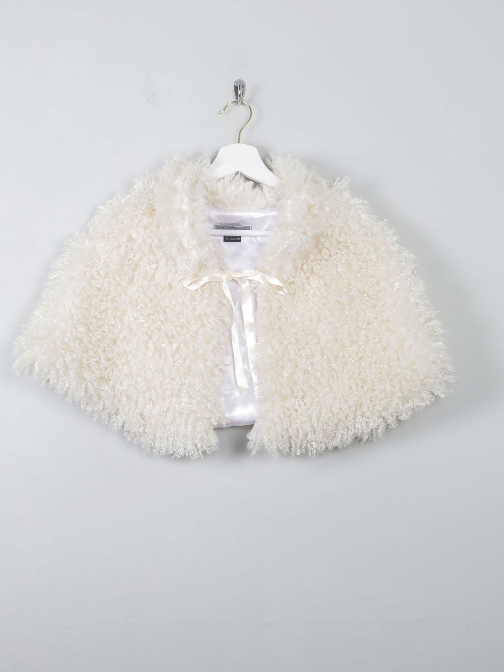 Cream Vintage Faux Fur Shawl Cape One Size - The Harlequin