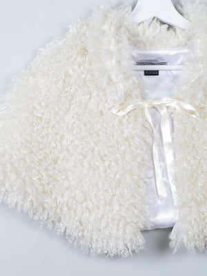 Cream Vintage Faux Fur Shawl Cape One Size - The Harlequin