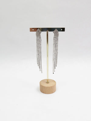 Diamanté & Silver Metal Long Earrings - The Harlequin