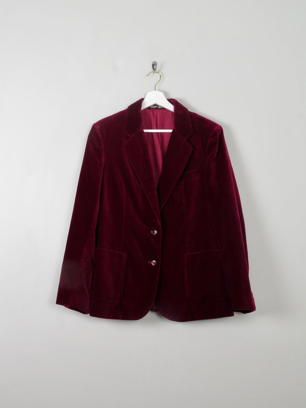 Women's Vintage Rasberry Velvet Jacket L - The Harlequin