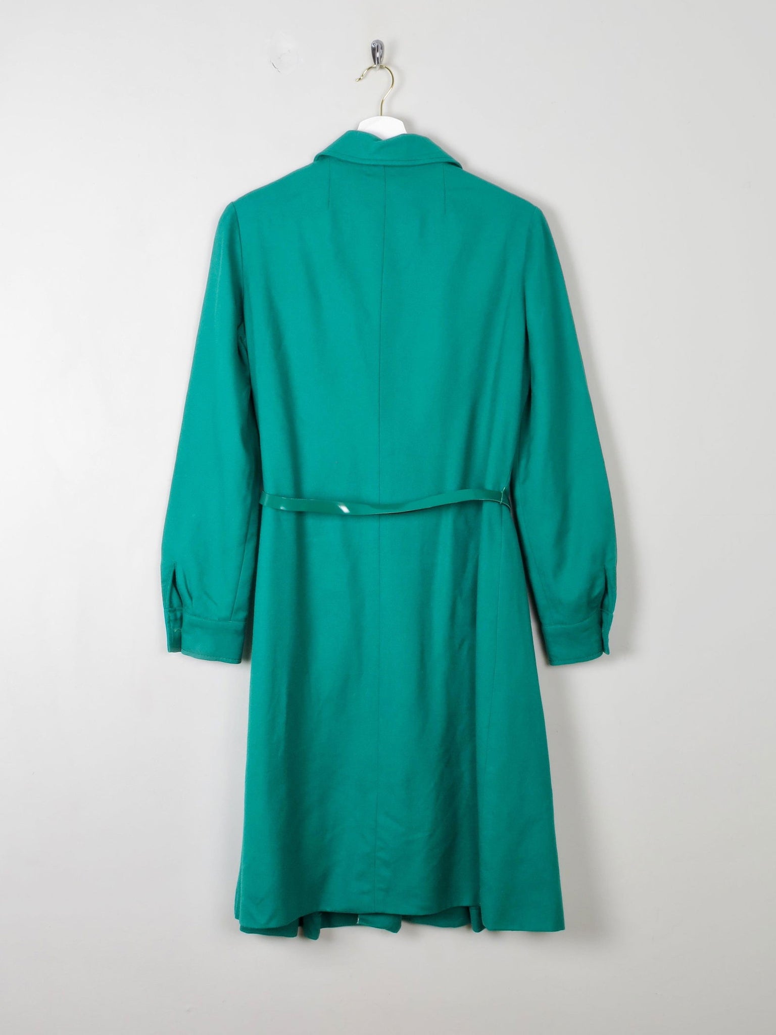 Emerald Green Wool Vintage Shirt Dress 1970s S Emerald Green Wool Vintage Shirt Dress 1970s S