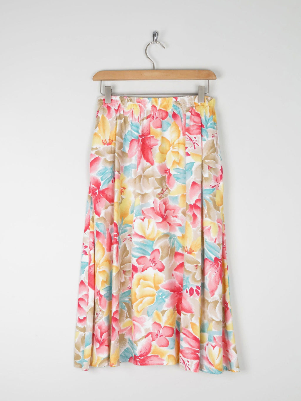 Floral Vintage Skirt With Elasticated Waist S - The Harlequin