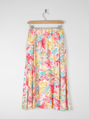 Floral Vintage Skirt With Elasticated Waist S - The Harlequin