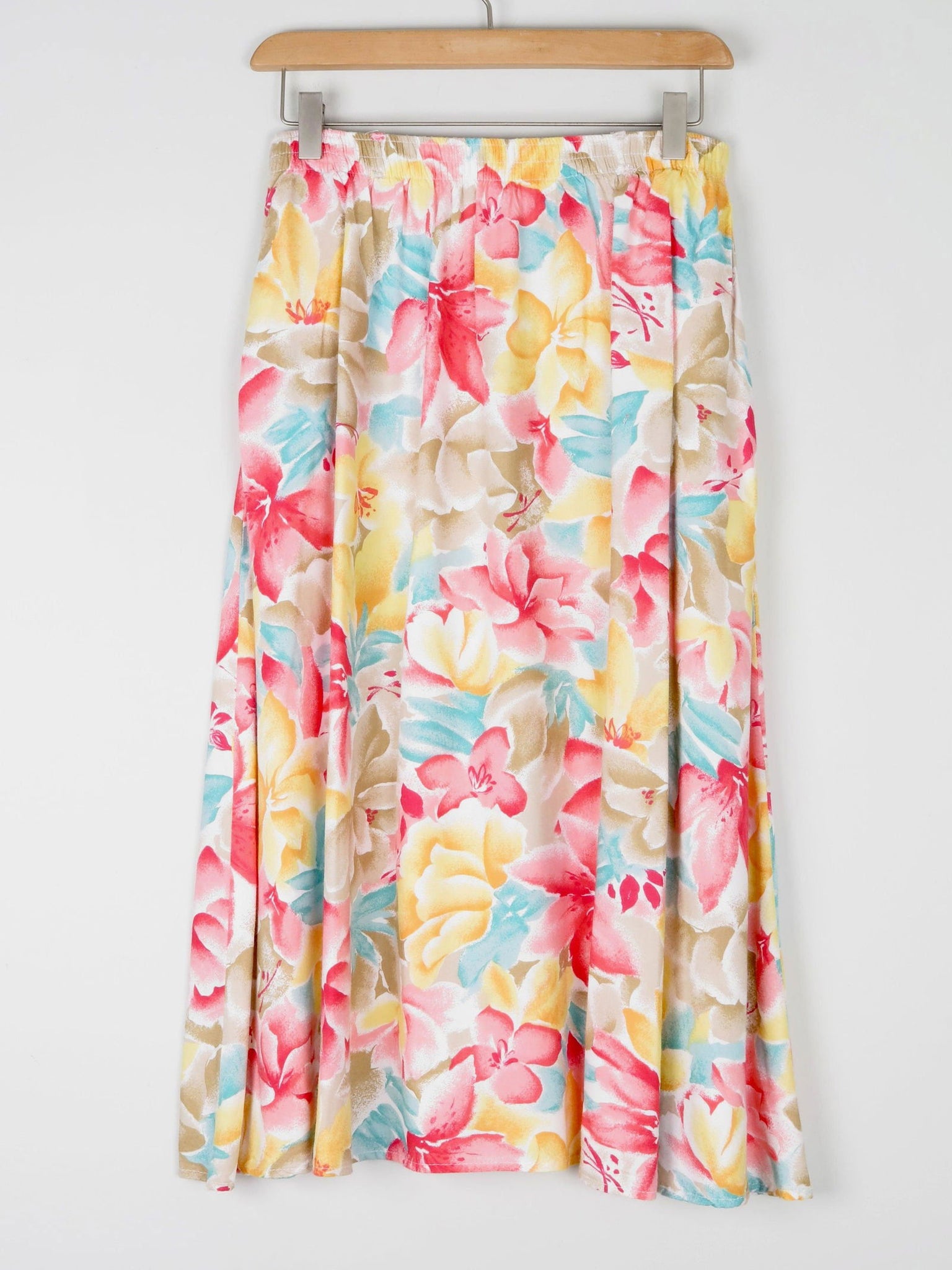 Floral Vintage Skirt With Elasticated Waist S - The Harlequin