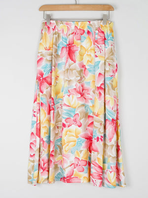 Floral Vintage Skirt With Elasticated Waist S - The Harlequin