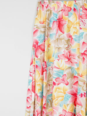 Floral Vintage Skirt With Elasticated Waist S - The Harlequin