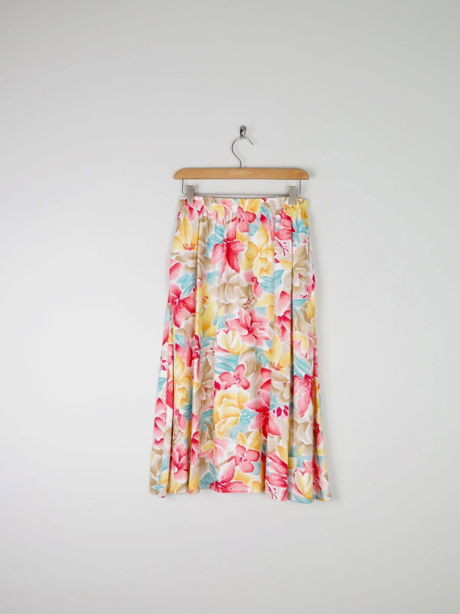 Floral Vintage Skirt With Elasticated Waist S - The Harlequin
