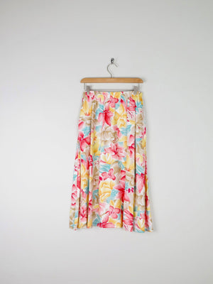 Floral Vintage Skirt With Elasticated Waist S - The Harlequin