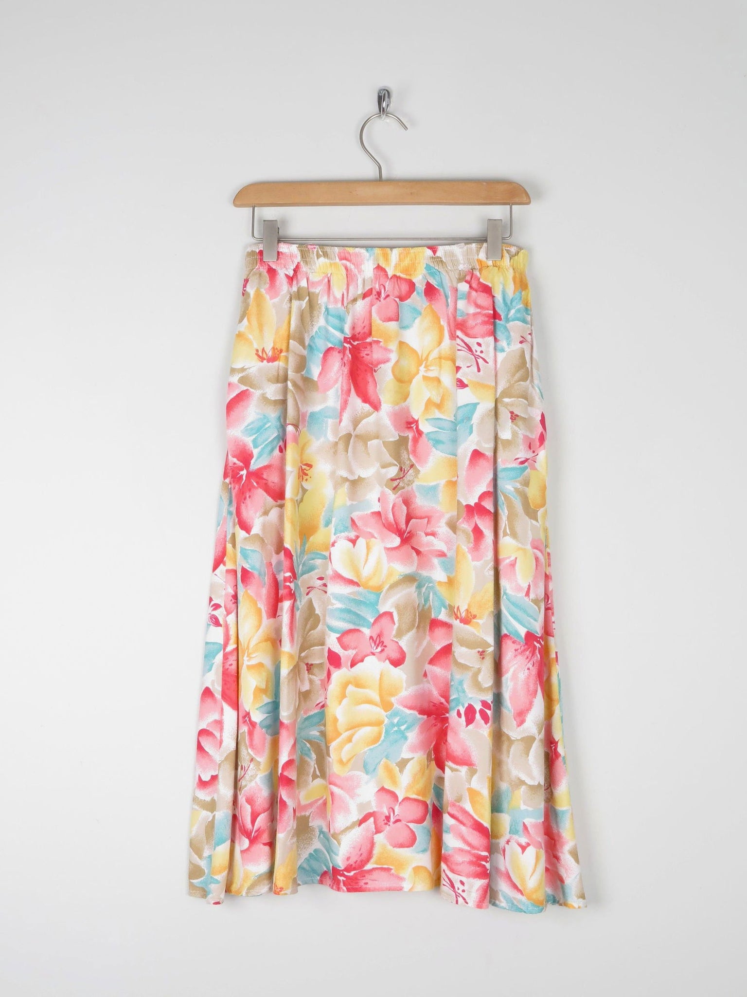 Floral Vintage Skirt With Elasticated Waist S - The Harlequin