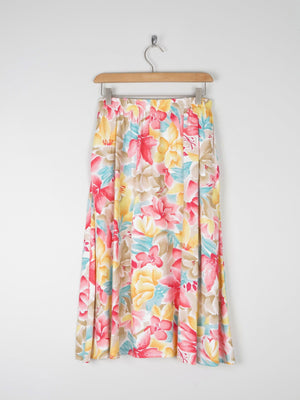 Floral Vintage Skirt With Elasticated Waist S - The Harlequin
