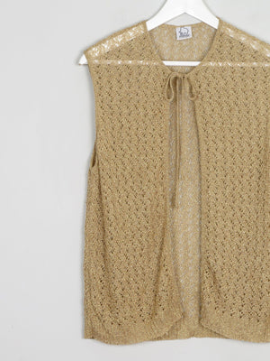 Gold Fine Knit Crochet Waistcoat M - The Harlequin