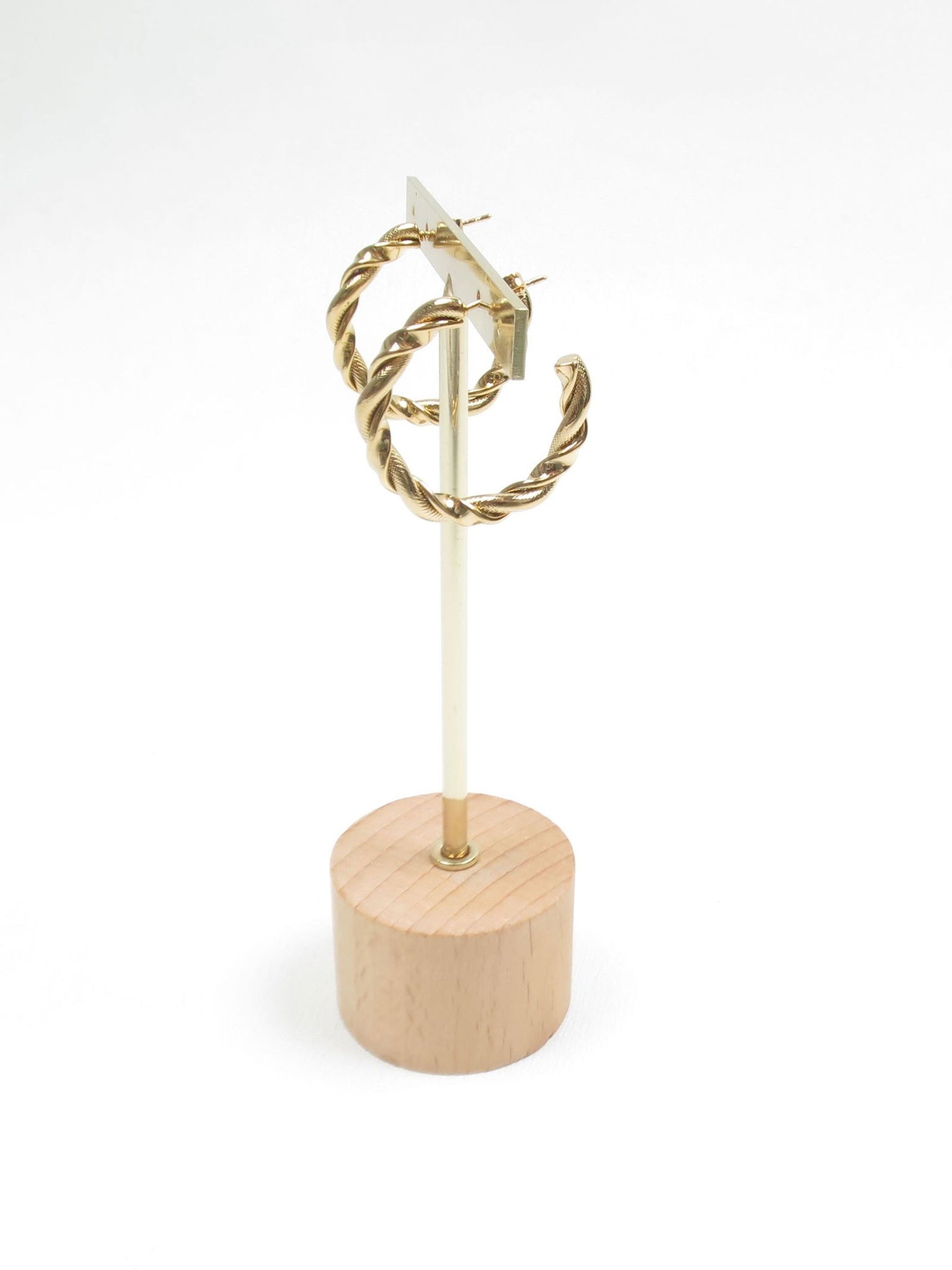Gold Metal Hoop Earrings Twisted Design New - The Harlequin