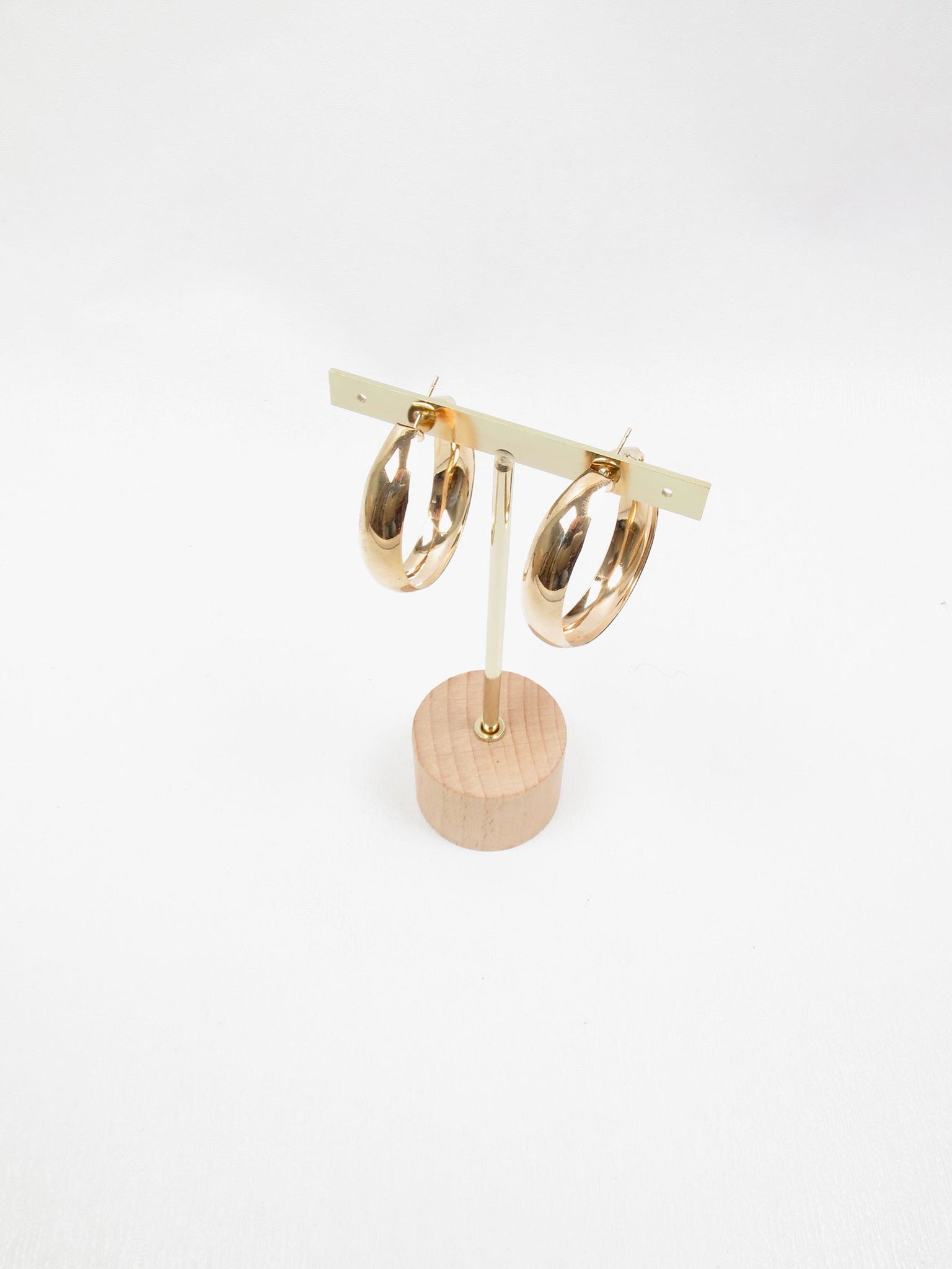 Gold Metal Wide Hoop Earrings New - The Harlequin
