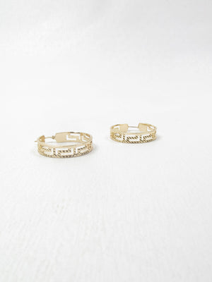 Gold Plated Hoop Earrings Greek Key Style - The Harlequin
