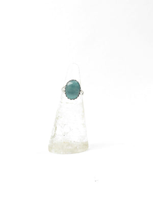 Green Ruby & Silver  Vintage  Style Ring - The Harlequin