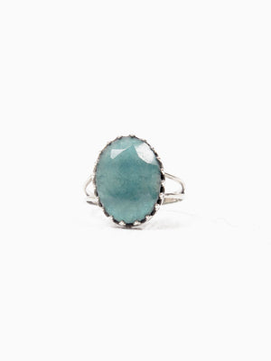 Green Ruby & Silver  Vintage  Style Ring - The Harlequin