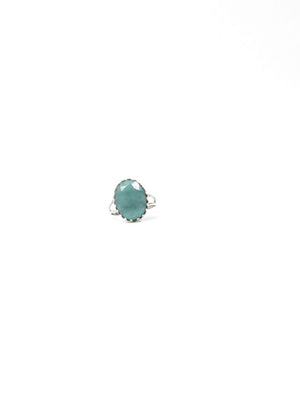 Green Ruby & Silver  Vintage  Style Ring - The Harlequin