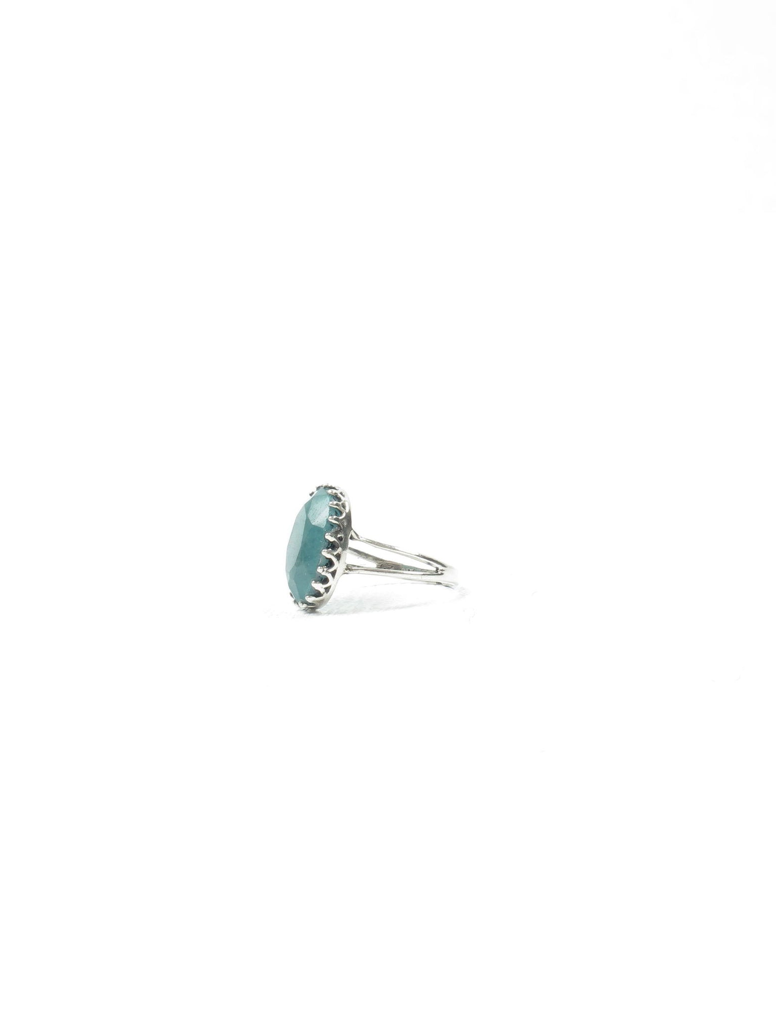 Green Ruby & Silver  Vintage  Style Ring - The Harlequin