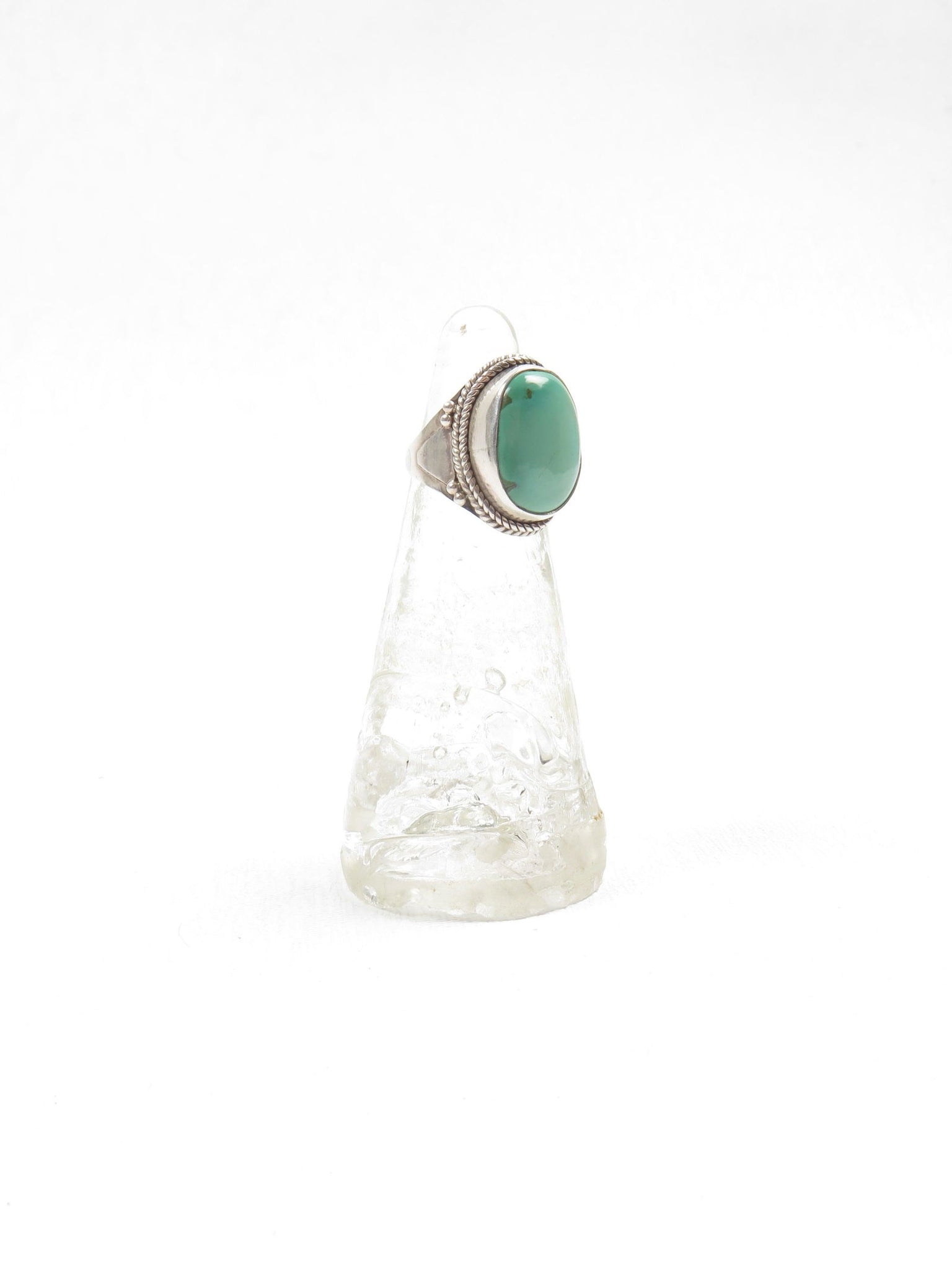 Green Turquoise & Silver Ring - The Harlequin