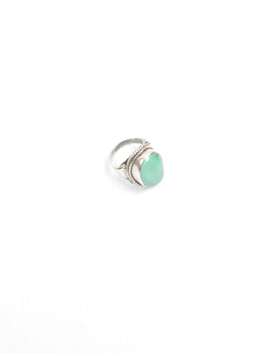 Green Turquoise & Silver Ring - The Harlequin