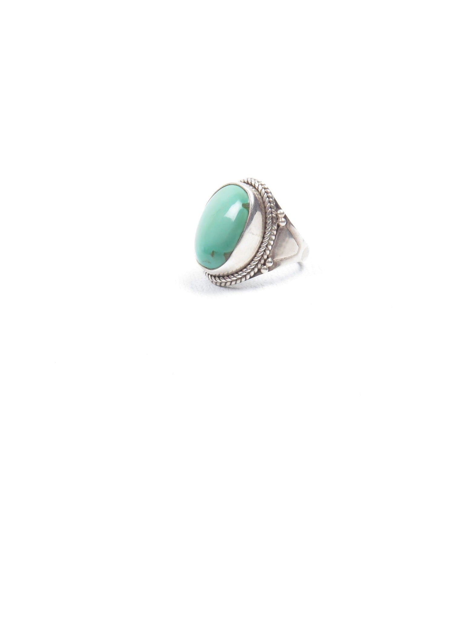 Green Turquoise & Silver Ring - The Harlequin