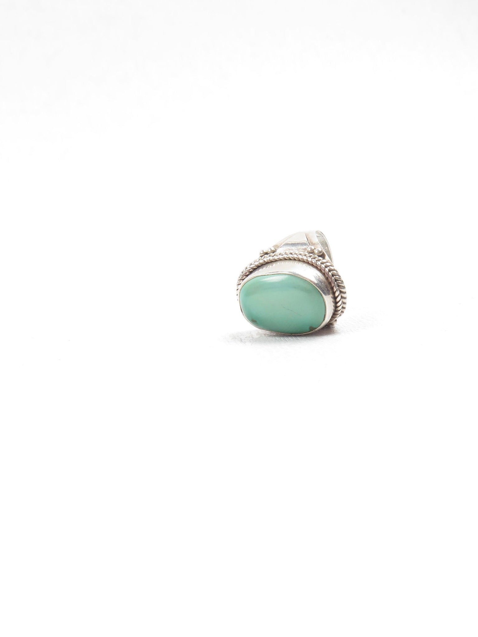 Green Turquoise & Silver Ring - The Harlequin