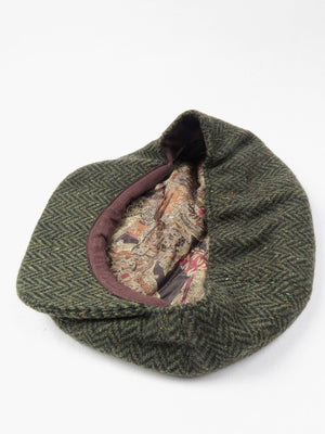 Green Tweed Baker Boy Style Flat Cap - The Harlequin